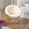 Flash Furniture Gwen 38" Oversize Portable Faux Fur Folding Saucer Moon Chair for Dorm and Bedroom, Ivory Sherpa/Soft Gold Frame FV-FMC-025-IV-SGD-GG - alternate 1